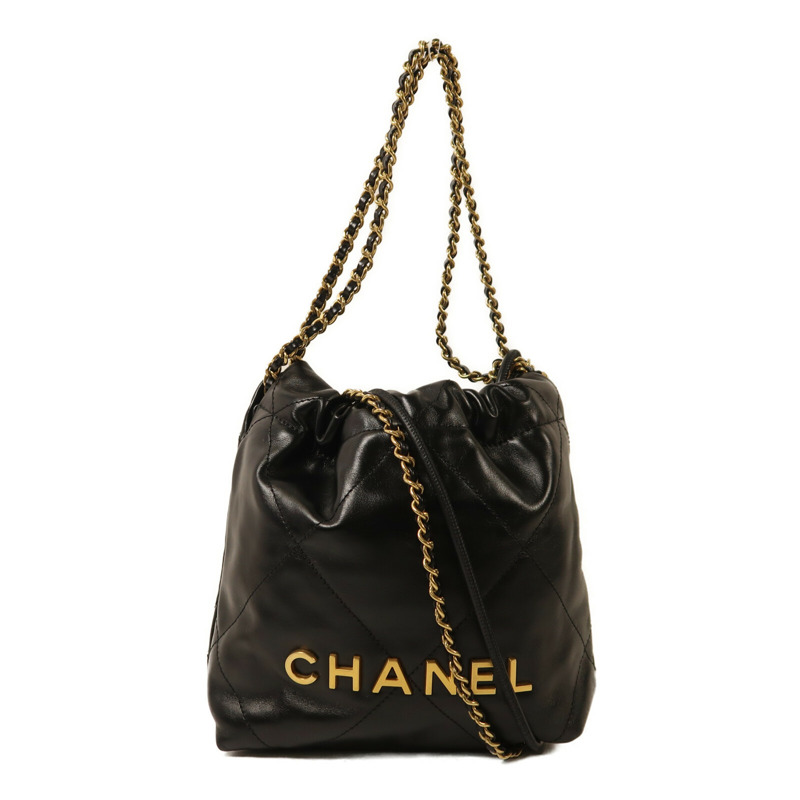 CHANEL 牛皮皮革Chanel Mini 22金扣鏈帶肩背袋-0