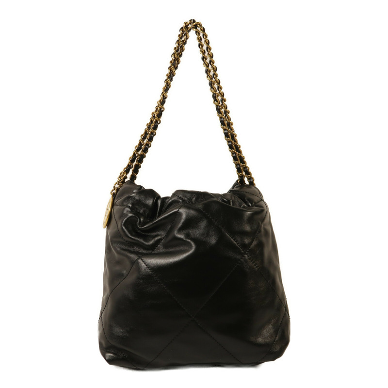 CHANEL 牛皮皮革Chanel Mini 22金扣鏈帶肩背袋-1