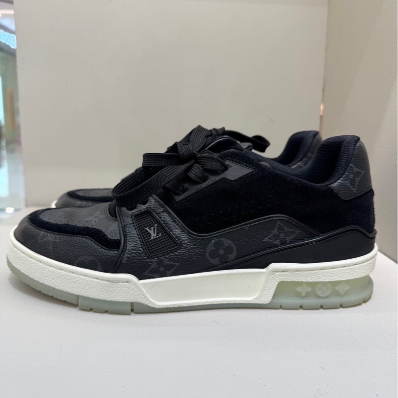 97新路易威登Lv黑色老花Trainer板鞋運動鞋5.5/39.5碼男女同款無附件一-1
