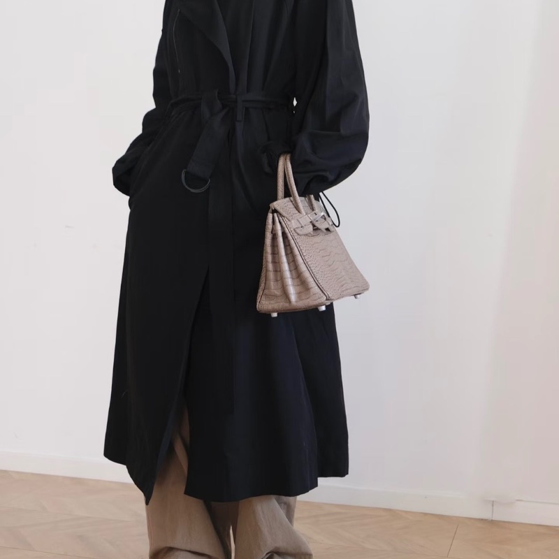 HERMES birkin35塵埃色倒V鰐魚手提包35*28*18 98新配件塵袋鎖鑰匙-0