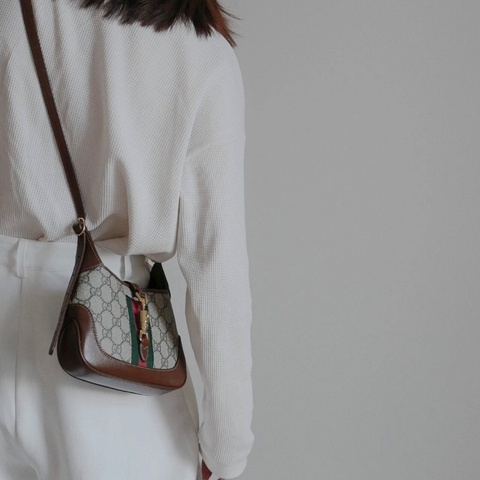 Gucci  Jackie 1961 老花mini 手提包 20*13*3.5  99新配件塵袋