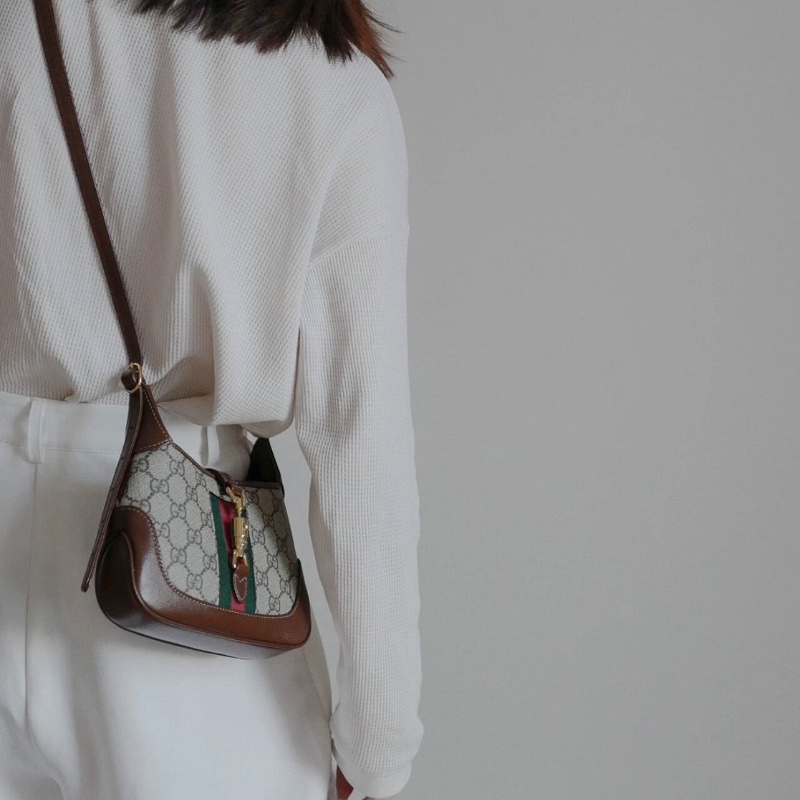 Gucci  Jackie 1961 老花mini 手提包 20*13*3.5  99新配件塵袋-0