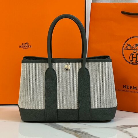 HERMES Mini garden party - 帆布灰綠 K