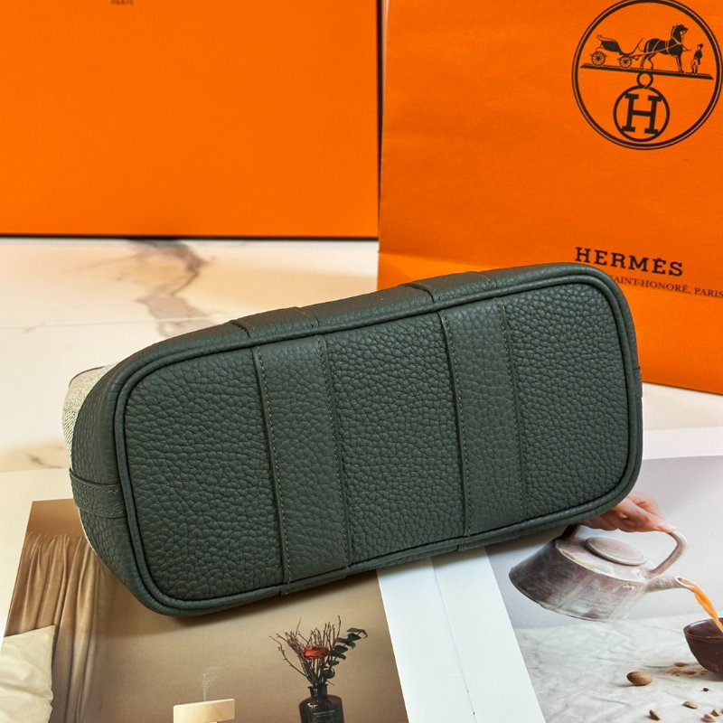HERMES Mini garden party - 帆布灰綠 K-4