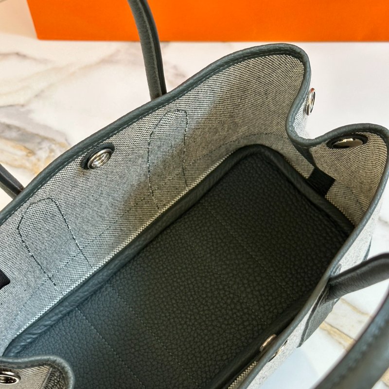 HERMES Mini garden party - 帆布灰綠 K-5