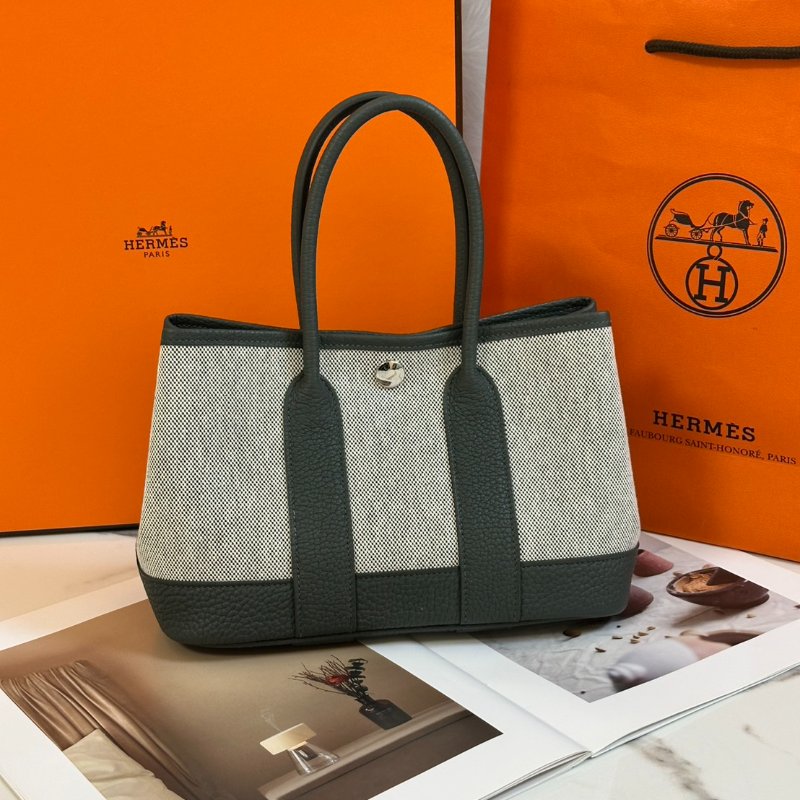 HERMES Mini garden party - 帆布灰綠 K-7