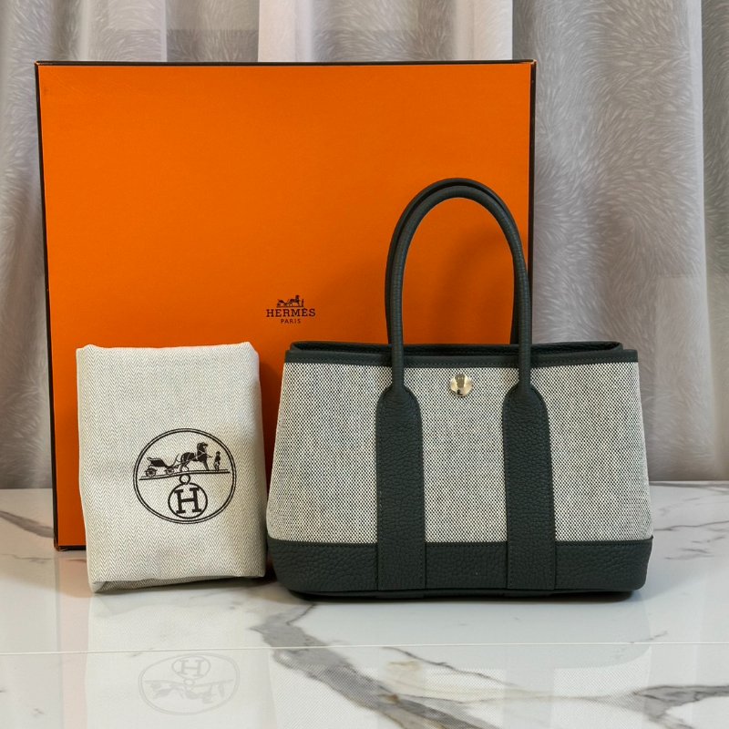 HERMES Mini garden party - 帆布灰綠 K-8