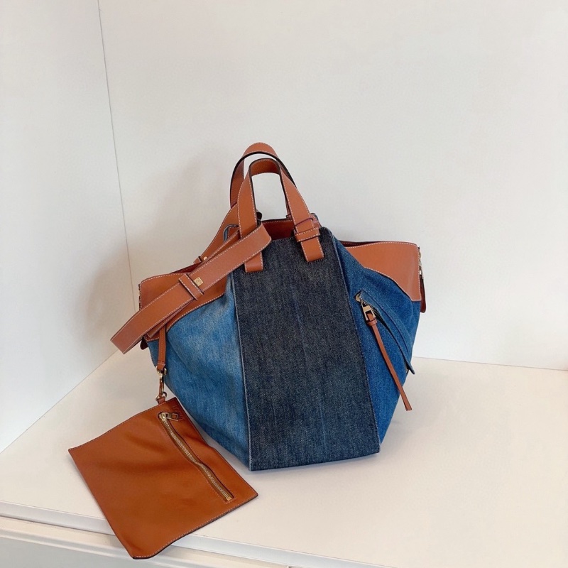 Loewe  Hammock三拼色牛仔吊床包 13*30*33  98新配件塵袋子袋-1