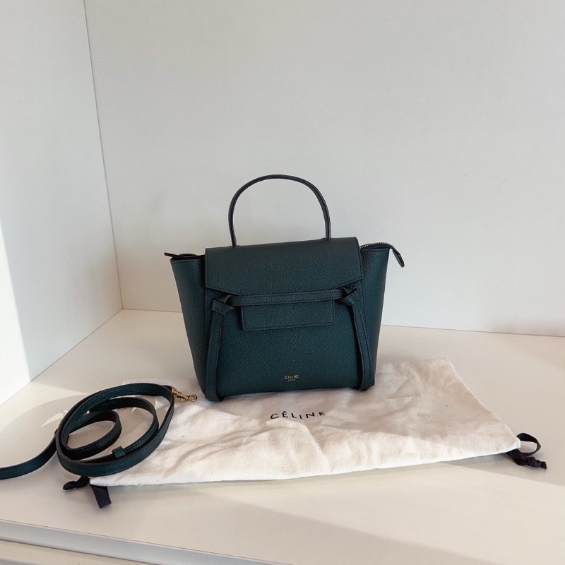 Celine Belt nano鯰魚包 新標墨綠色粒面牛皮金扣 20*18*11 98新配件塵袋-1