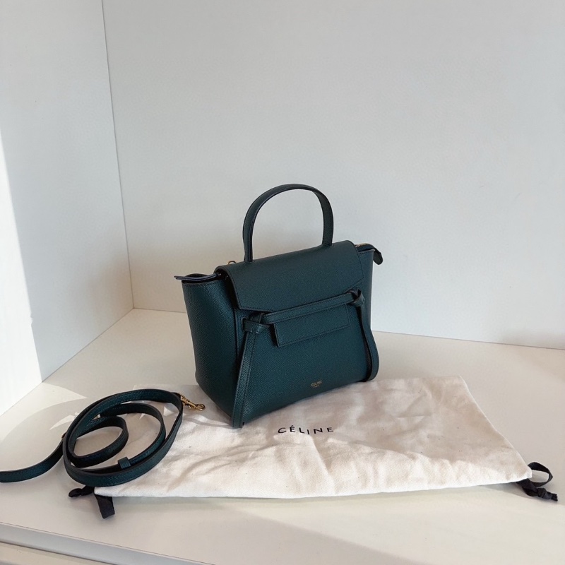 Celine Belt nano鯰魚包 新標墨綠色粒面牛皮金扣 20*18*11 98新配件塵袋-4