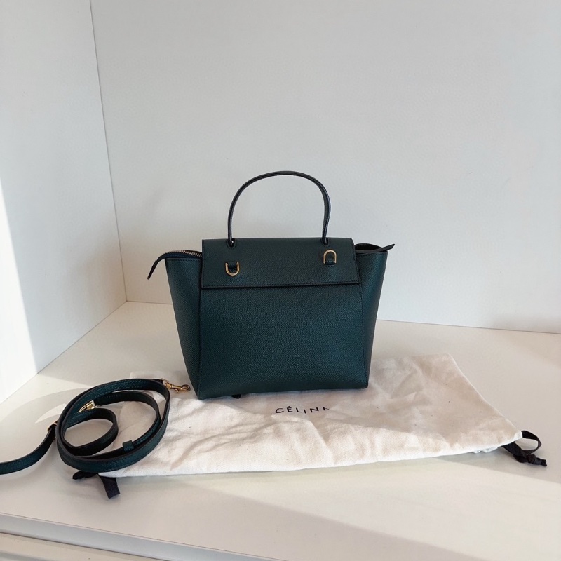 Celine Belt nano鯰魚包 新標墨綠色粒面牛皮金扣 20*18*11 98新配件塵袋-5