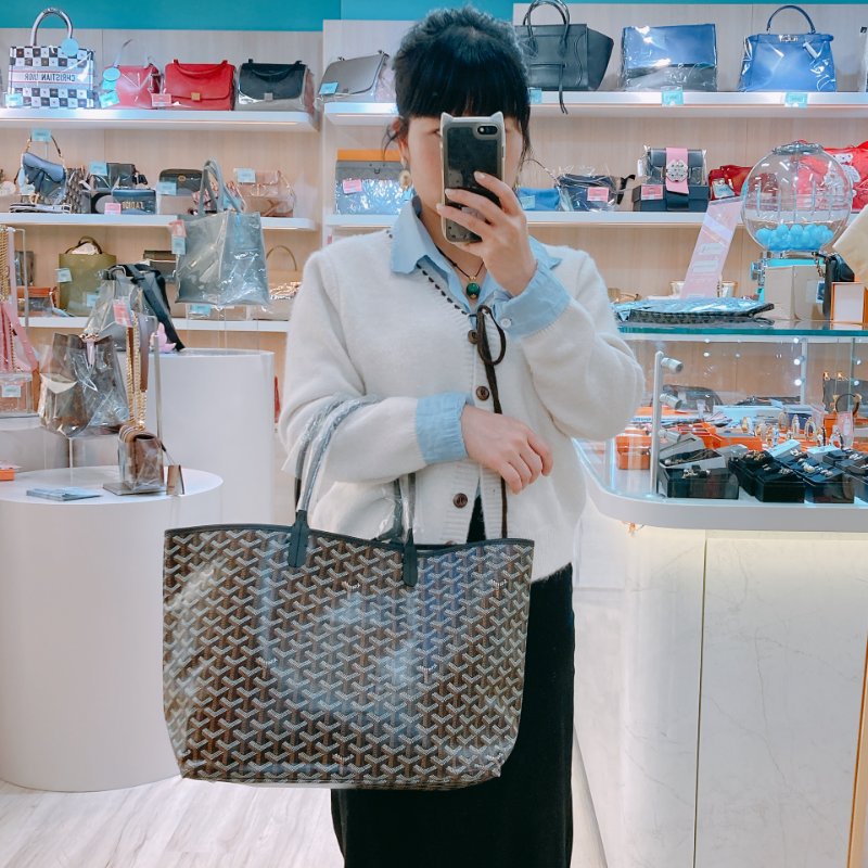 MS0493 Goyard 戈雅 餃子袋 帆布 輕身 跣水 黑色 銀扣  Saint Louis Tote Bag PM Canvas Black x PHW-14