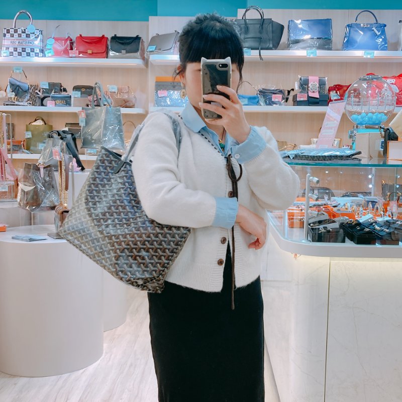 MS0493 Goyard 戈雅 餃子袋 帆布 輕身 跣水 黑色 銀扣  Saint Louis Tote Bag PM Canvas Black x PHW-15