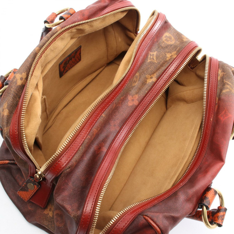 路易威登男士瘋狂手提包 M95737 Monogram Jokes 皮革 Rouge 二手女士-2