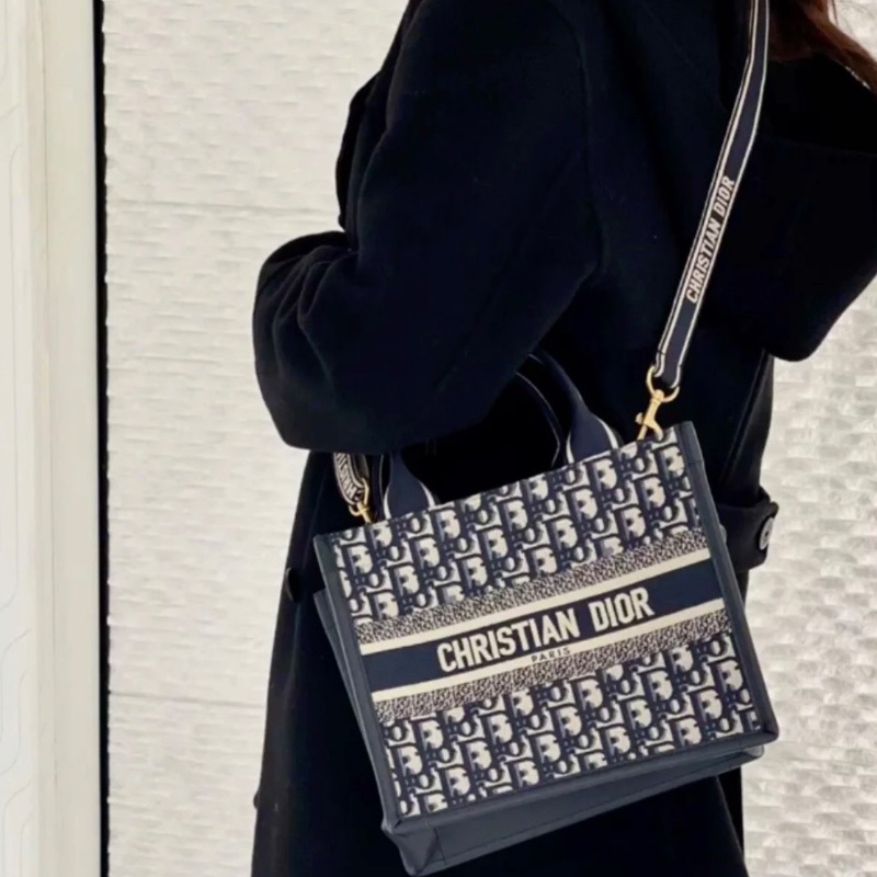 Dior Oblique BookTote 經典藍色刺繡老花托特包新款小號27*22*14 98新配件塵袋-0