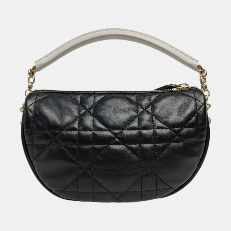 DIOR Dior Vibe Hobo黑色羊皮絎縫單肩包手提包斜挎包金色五金-4
