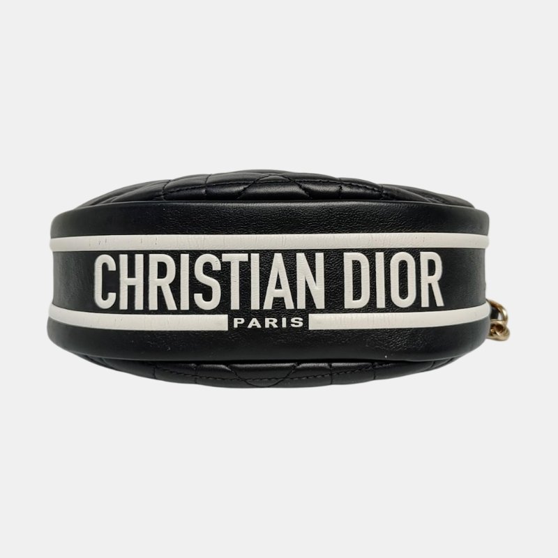 DIOR Dior Vibe Hobo黑色羊皮絎縫單肩包手提包斜挎包金色五金-5