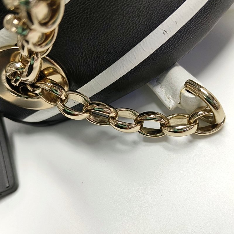 DIOR Dior Vibe Hobo黑色羊皮絎縫單肩包手提包斜挎包金色五金-8