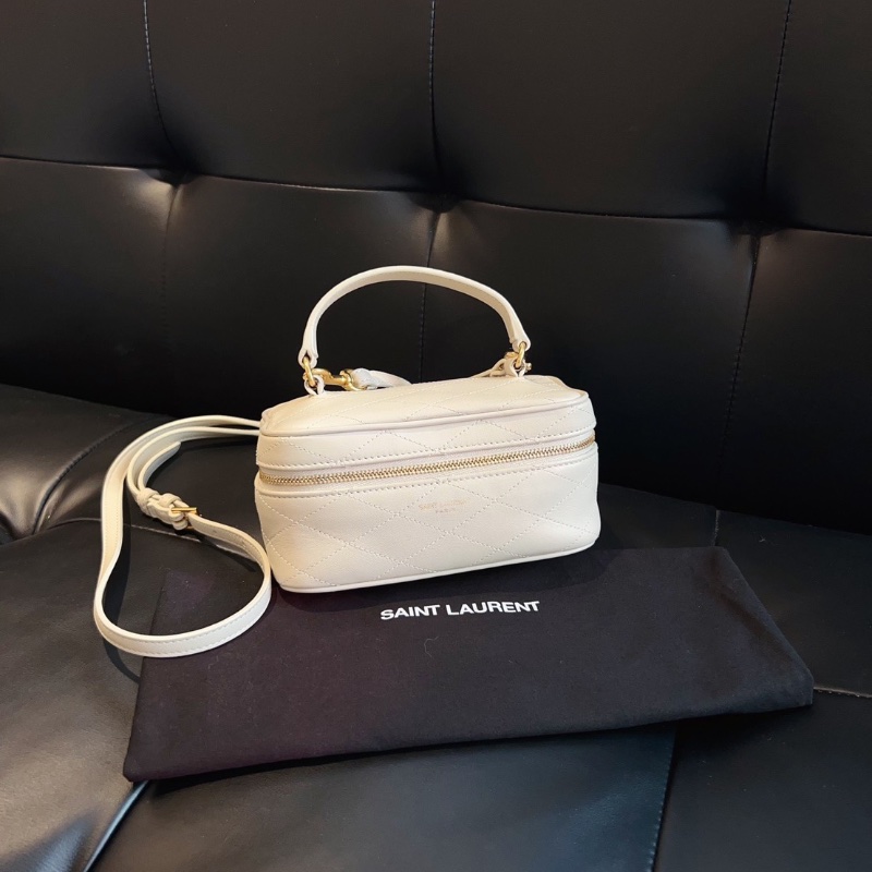 YSL白金菱格紋mini化妝包盒子包 17*8*9  98新配件塵袋-1