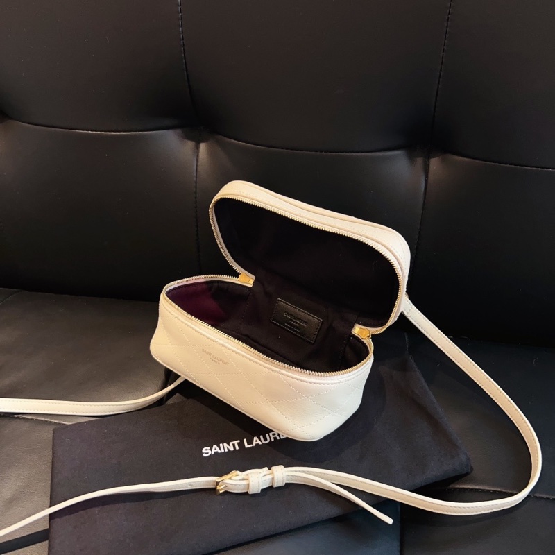 YSL白金菱格紋mini化妝包盒子包 17*8*9  98新配件塵袋-2