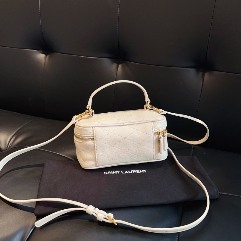 YSL白金菱格紋mini化妝包盒子包 17*8*9  98新配件塵袋-4