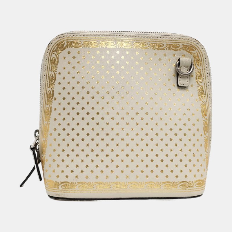 GUCCI Gucci X Sega迷你白色牛皮印花單肩包斜挎包銀色五金可拆卸肩帶-4