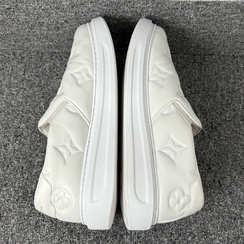 99新LV 路易威登 白色皮面老花壓花一腳蹬松糕鞋@43碼一-6