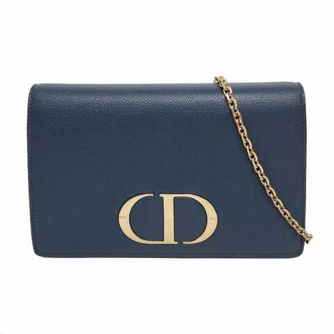 DIOR 30 Montaigne藍色牛皮斜挎包腰包/胸包金色五金可拆卸肩帶