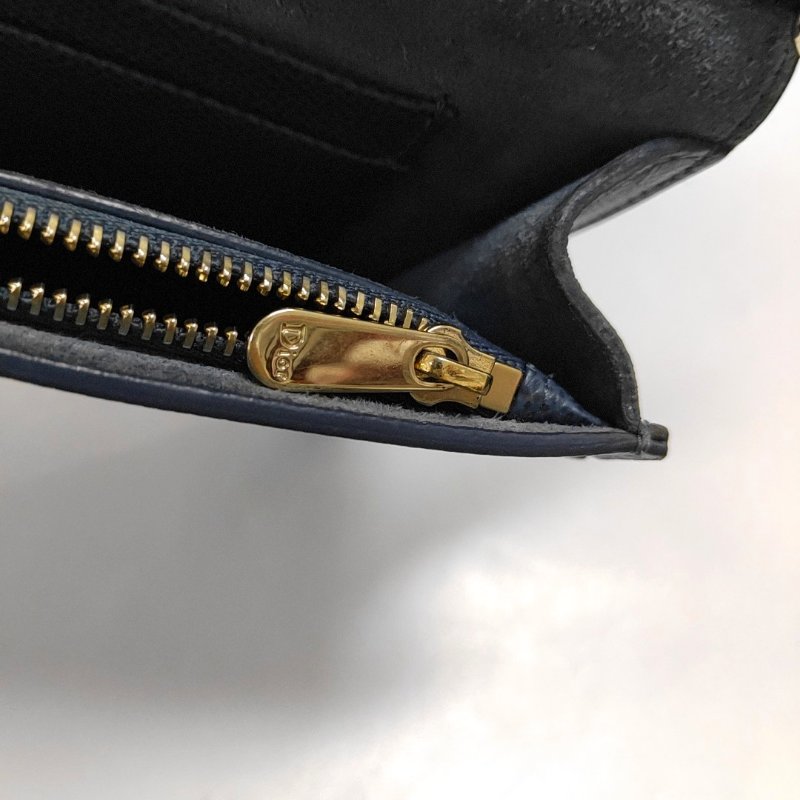 DIOR 30 Montaigne藍色牛皮斜挎包腰包/胸包金色五金可拆卸肩帶-11