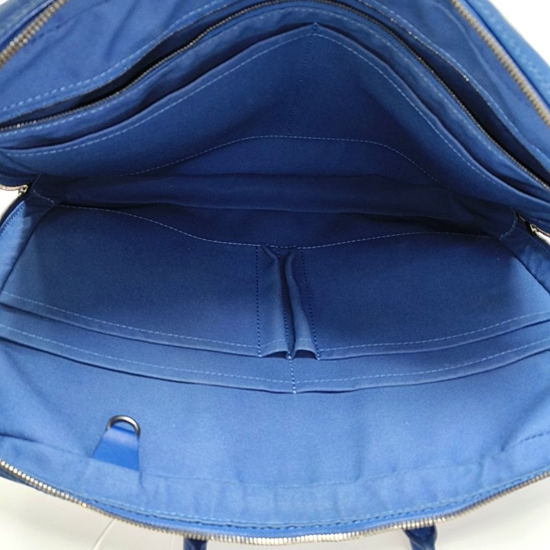 LOUIS VUITTON PORTE-DOCUMENTS藍色牛皮棋盤格手提包銀色五金-6