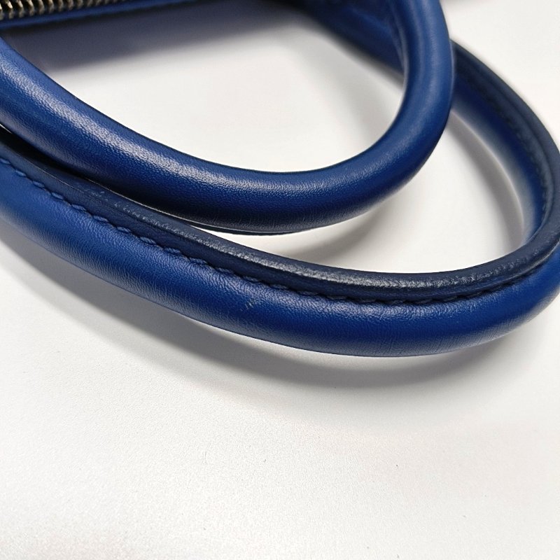 LOUIS VUITTON PORTE-DOCUMENTS藍色牛皮棋盤格手提包銀色五金-7