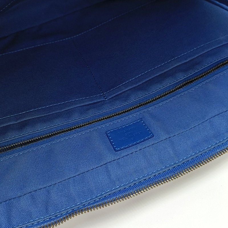 LOUIS VUITTON PORTE-DOCUMENTS藍色牛皮棋盤格手提包銀色五金-11