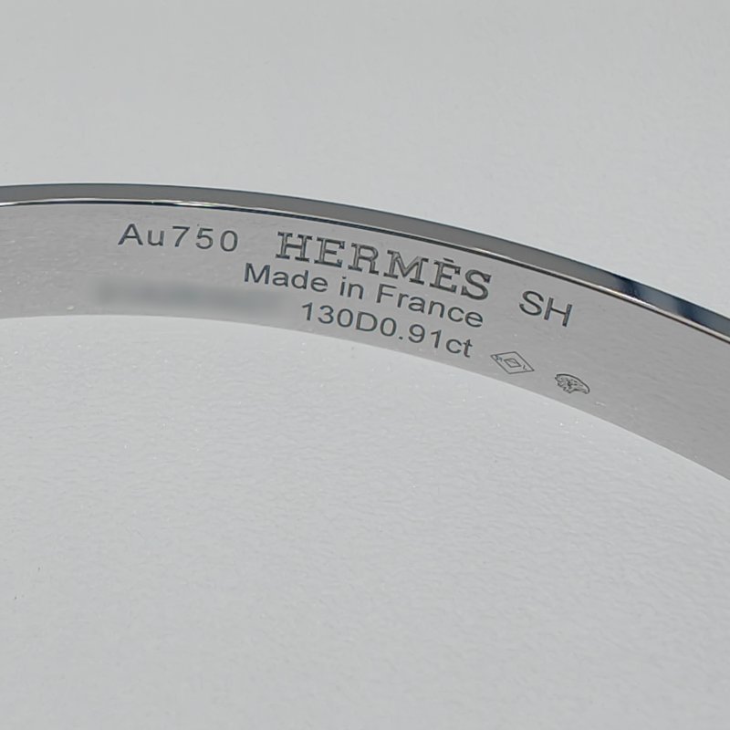 Hermès 愛馬仕 Collier de Chien 白金鑲鑽手鍊 SH 碼-9