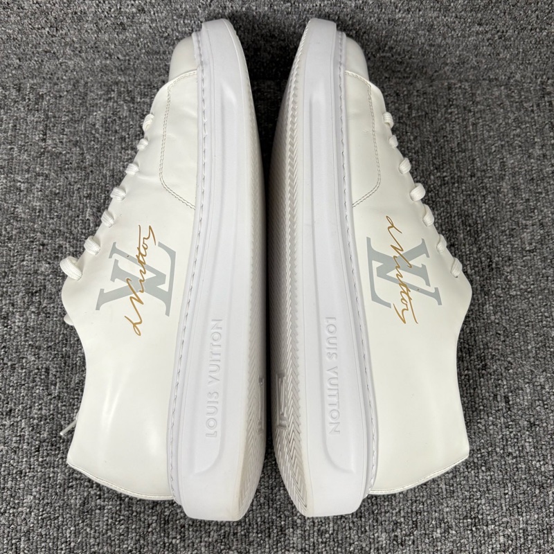 99新LV 路易威登 白色皮面厚底松糕鞋42.5碼一-5