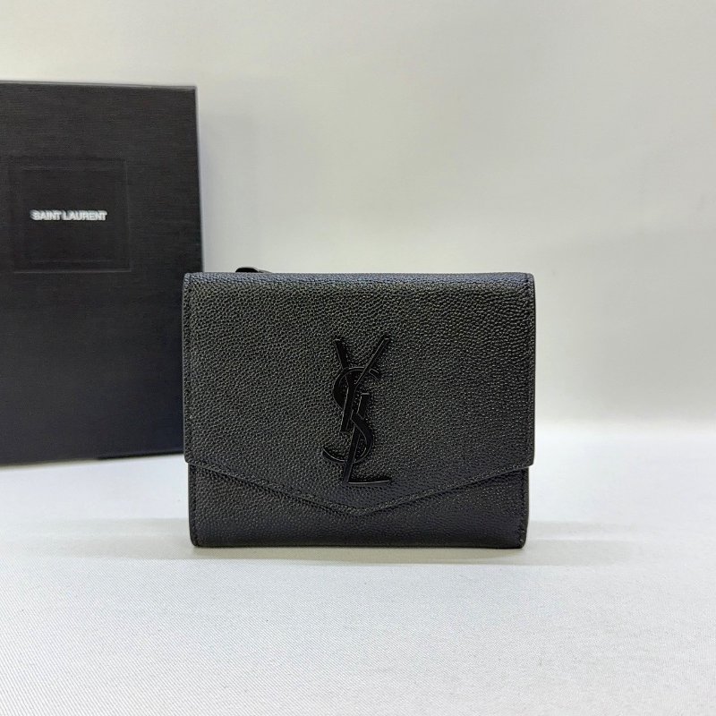YSL Uptown粒面皮革短夾-0