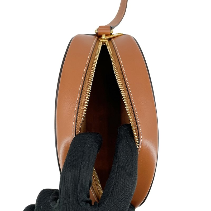 Celine 展示品 Cuir Triomphe Oval 牛皮斜背手袋(黃褐色)-4