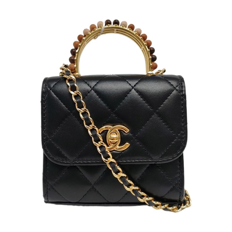 CHANEL TRENDY CC黑色羊皮菱格紋絎縫單肩包金色五金 晶片款-0