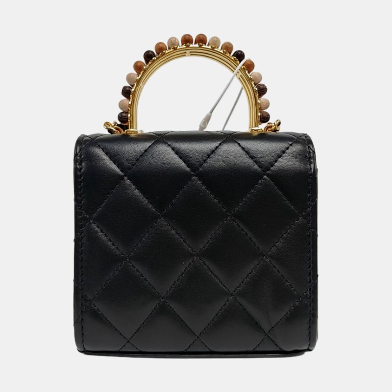 CHANEL TRENDY CC黑色羊皮菱格紋絎縫單肩包金色五金 晶片款-4