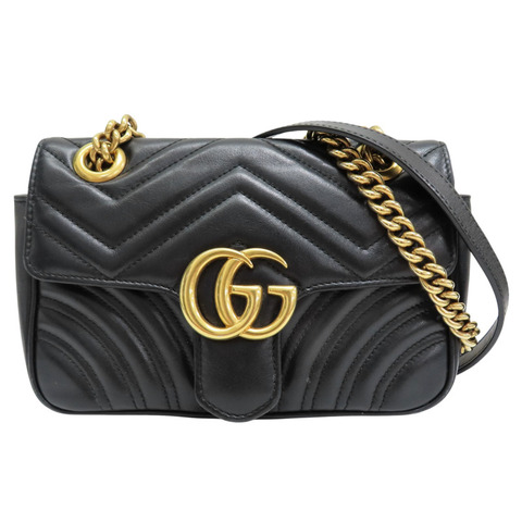 黑色 牛皮 GG Marmont 肩背包【GUCCI 古馳】 446744