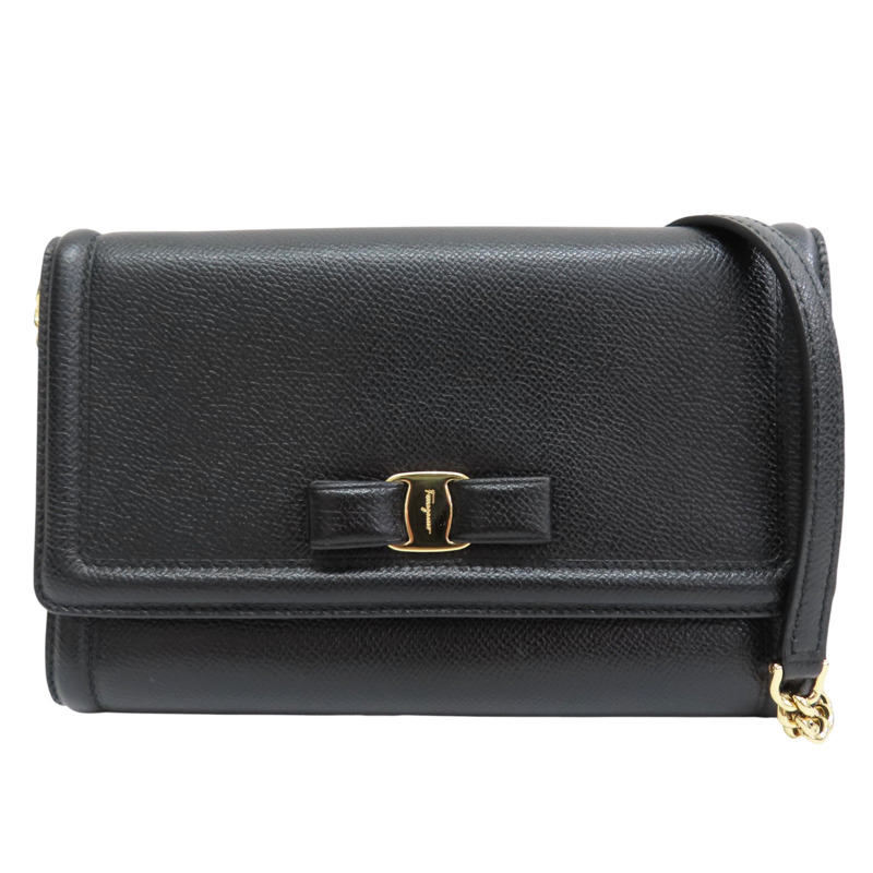 黑色 牛皮 Vara Bow Mini 肩背包【Salvatore Ferragamo 費拉格慕】 22C940-0