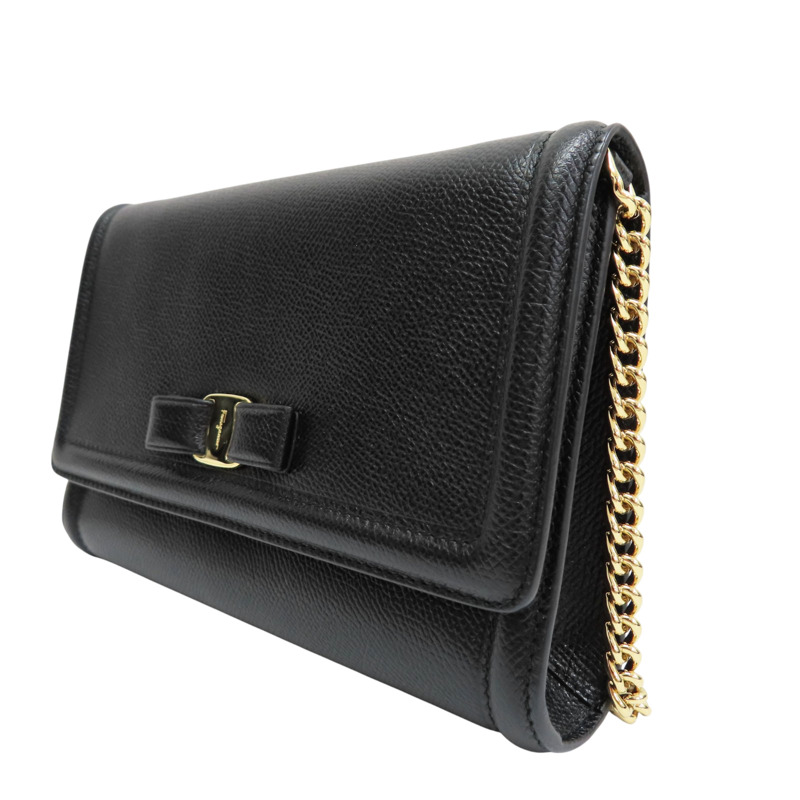 黑色 牛皮 Vara Bow Mini 肩背包【Salvatore Ferragamo 費拉格慕】 22C940-2