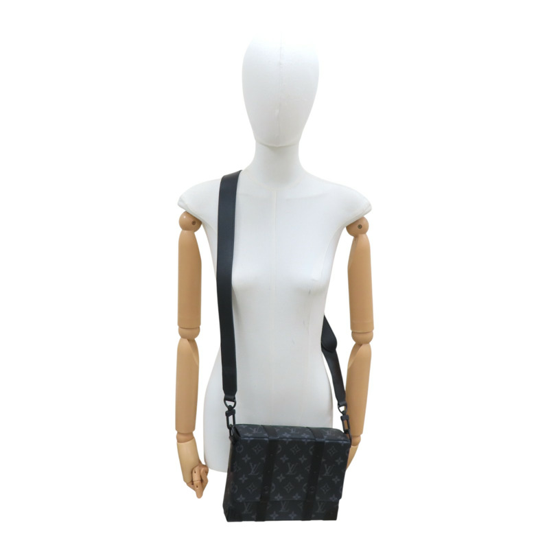 黑色 原花Eclipse帆布 Trunk Messenger 肩背包【LOUIS VUITTON LV 路易威登】 M45727-10