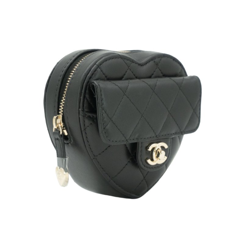 Chanel 展示品 菱格羊皮金釦愛心鍊帶斜背包(AP2787-黑)-1