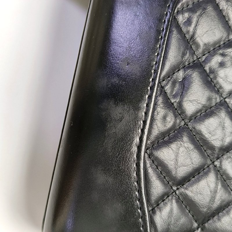 CHANEL GABRIELLE迷你黑色牛皮菱格紋絎縫流浪包單肩包手提包斜挎包金色銀色五金24開可拆卸肩-11