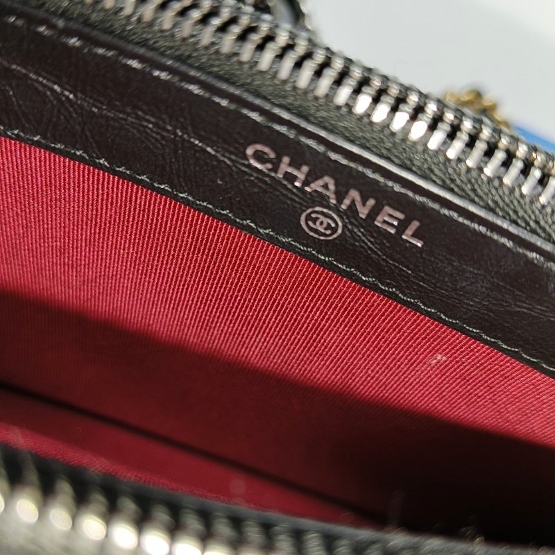 CHANEL GABRIELLE迷你黑色牛皮菱格紋絎縫流浪包單肩包手提包斜挎包金色銀色五金24開可拆卸肩-15