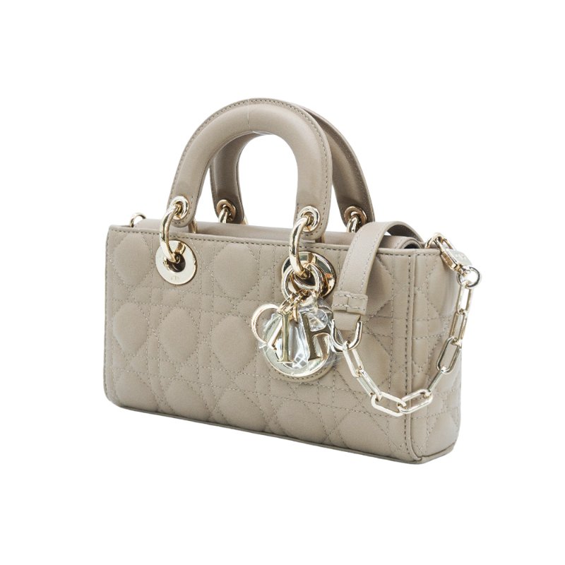 Dior 展示品 Lady D-Joy 籐格紋羊皮橫式二用包-中(沙色)-1