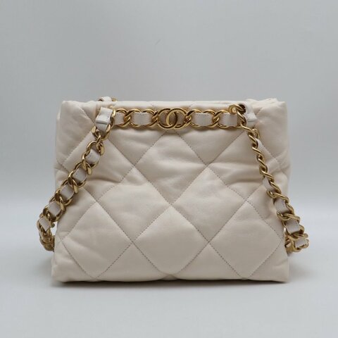 CHANEL 22BHobo雙鍊單肩包 - 白金