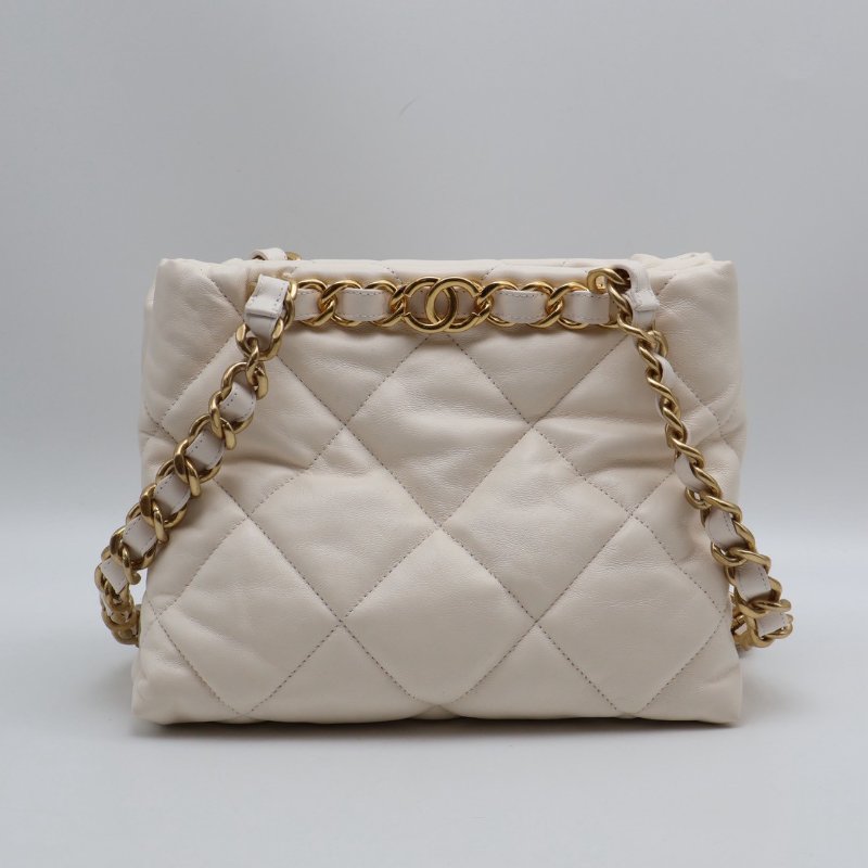 CHANEL 22BHobo雙鍊單肩包 - 白金-0