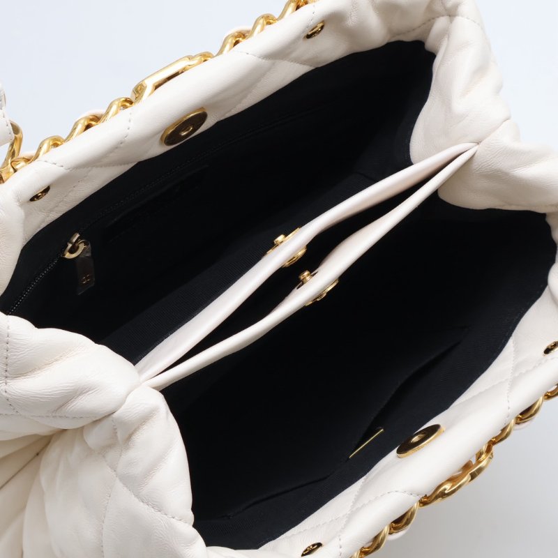 CHANEL 22BHobo雙鍊單肩包 - 白金-3