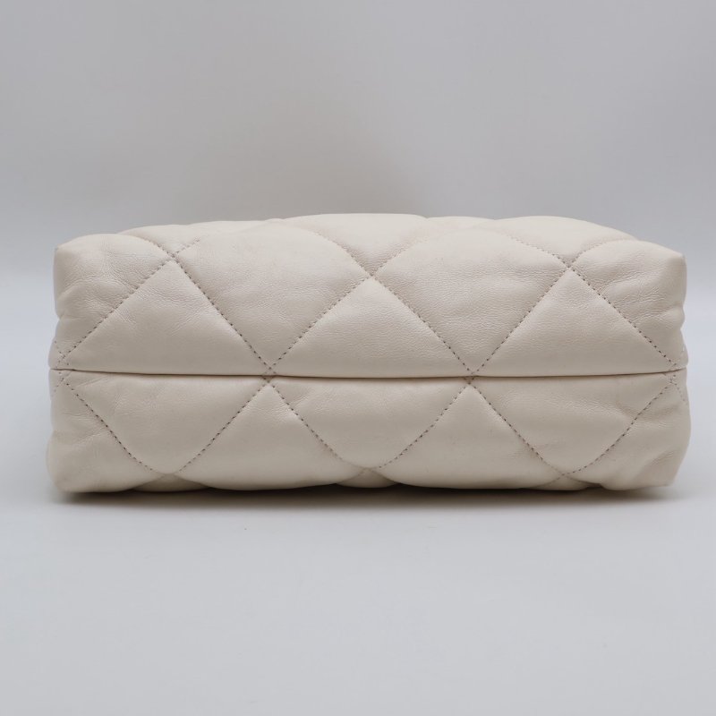 CHANEL 22BHobo雙鍊單肩包 - 白金-10